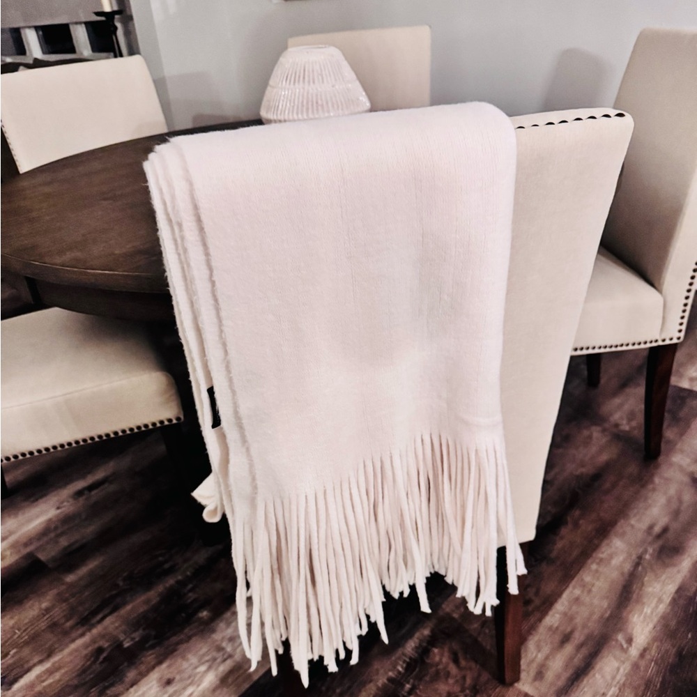 Anthropologie Cream Fringe Scarf